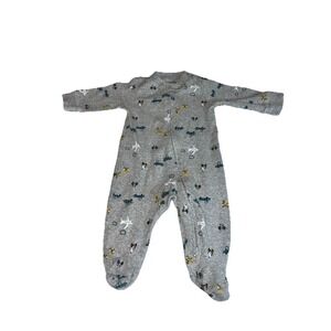 Carter's Baby  Unisex Gray Ribbed Transportation Footie Pajamas Zip Sleeper